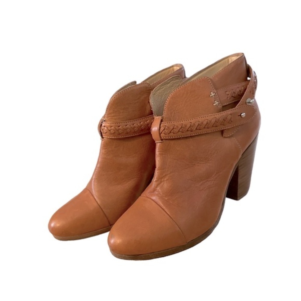 Rag & Bone brown camel Harrow braided belted ankle leather boots